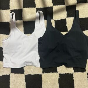 Set of 2 Black and White Active Work Out Tops